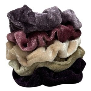 Forever 21 5-Piece Set of Jewel and Neutral Tone Scrunchies Hair Ties NWOT